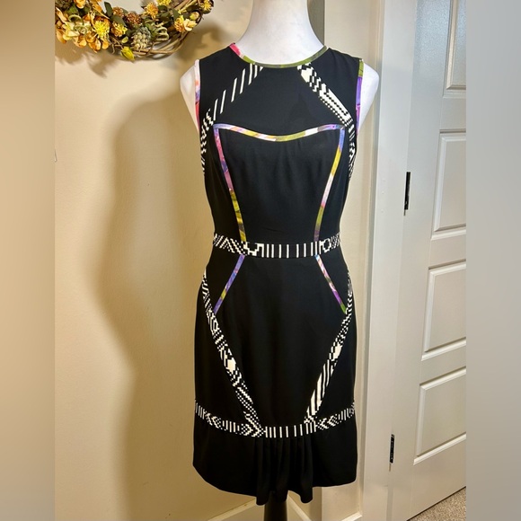 NICOLE MILER Atelier Silk Pleated Front Hem Blend Sleeveless Sheath Dress Size 4 - Picture 11 of 12